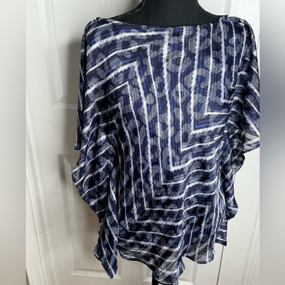 NWOT Banana Republic Womens Flare Sleeve Casual Top Geo Print Blouse S